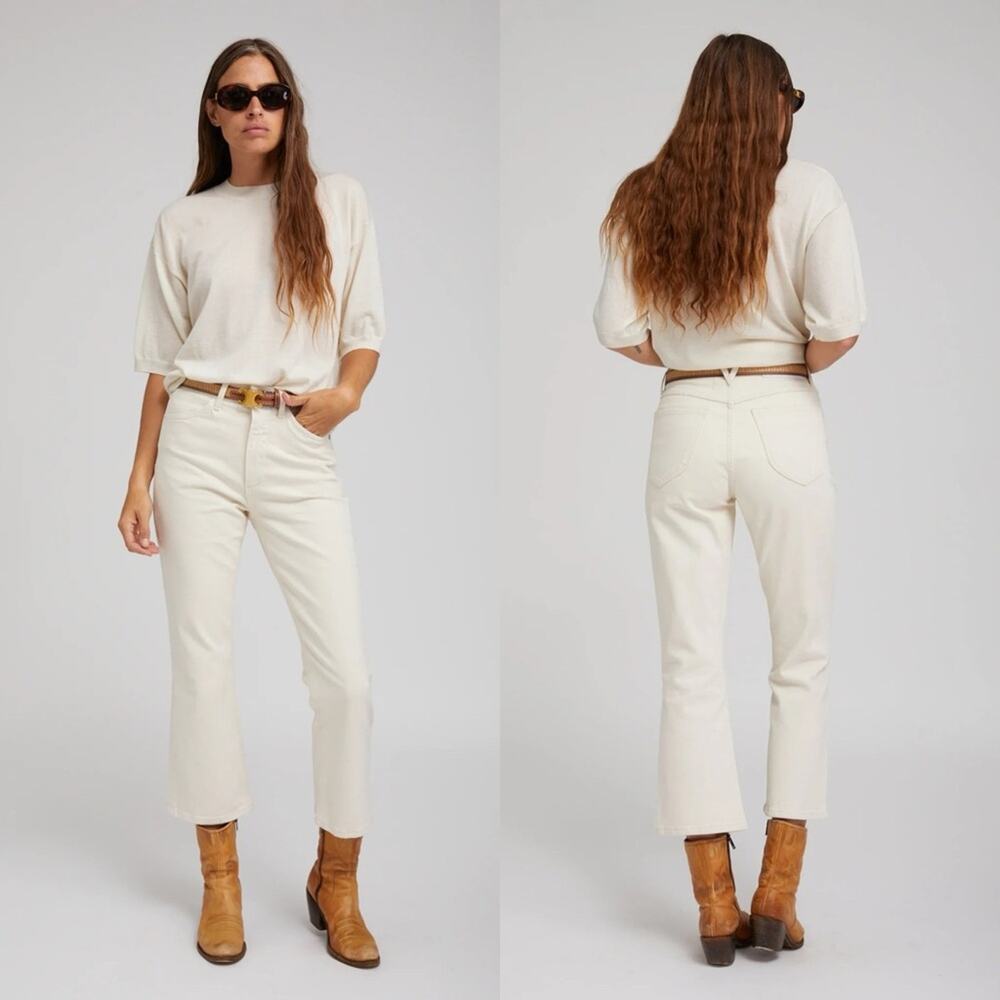 SPRWMN‎ Ivory Crop Flare Denim Jeans Women’s Size 25